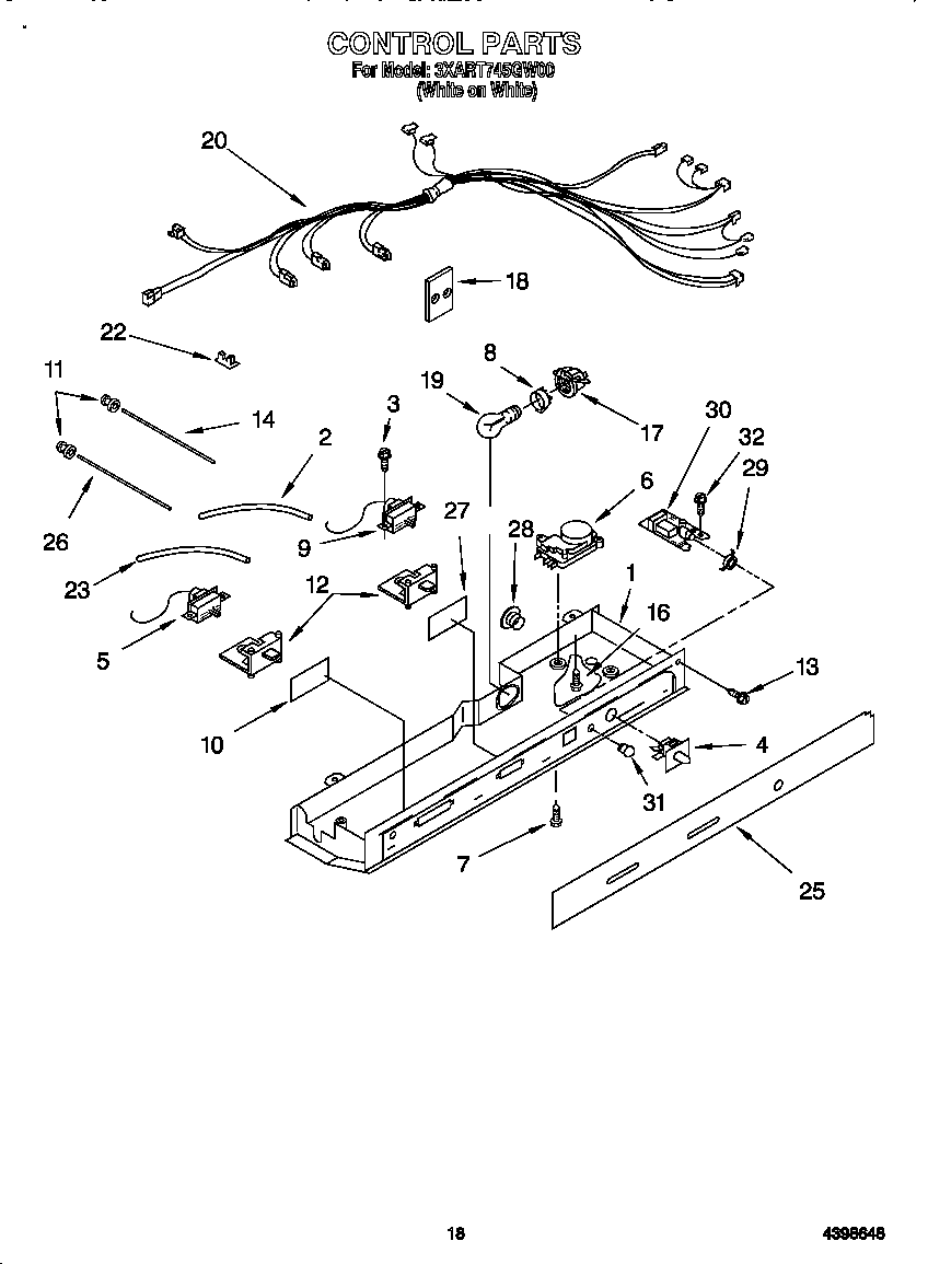 Whirlpool 3XART745GW00 control diagram