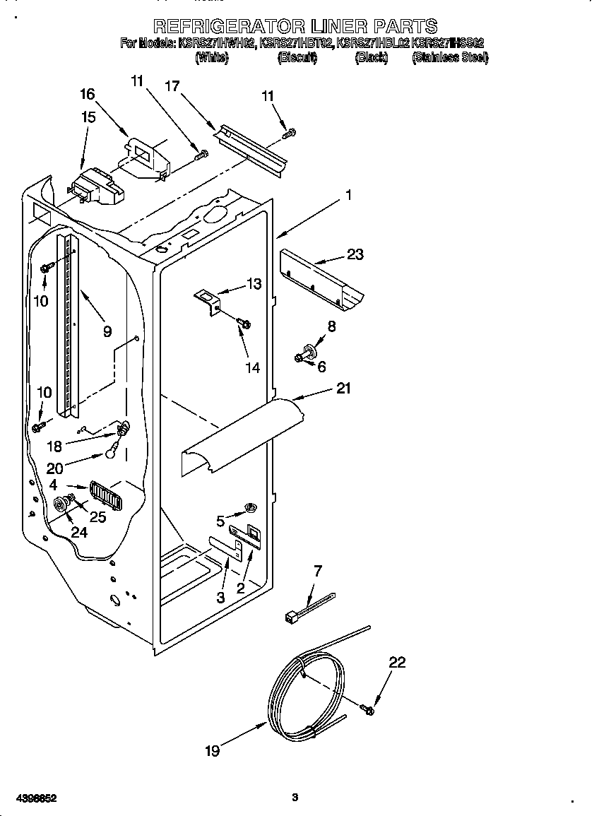 KitchenAid KSRS27IHSS02 refrigerator liner diagram