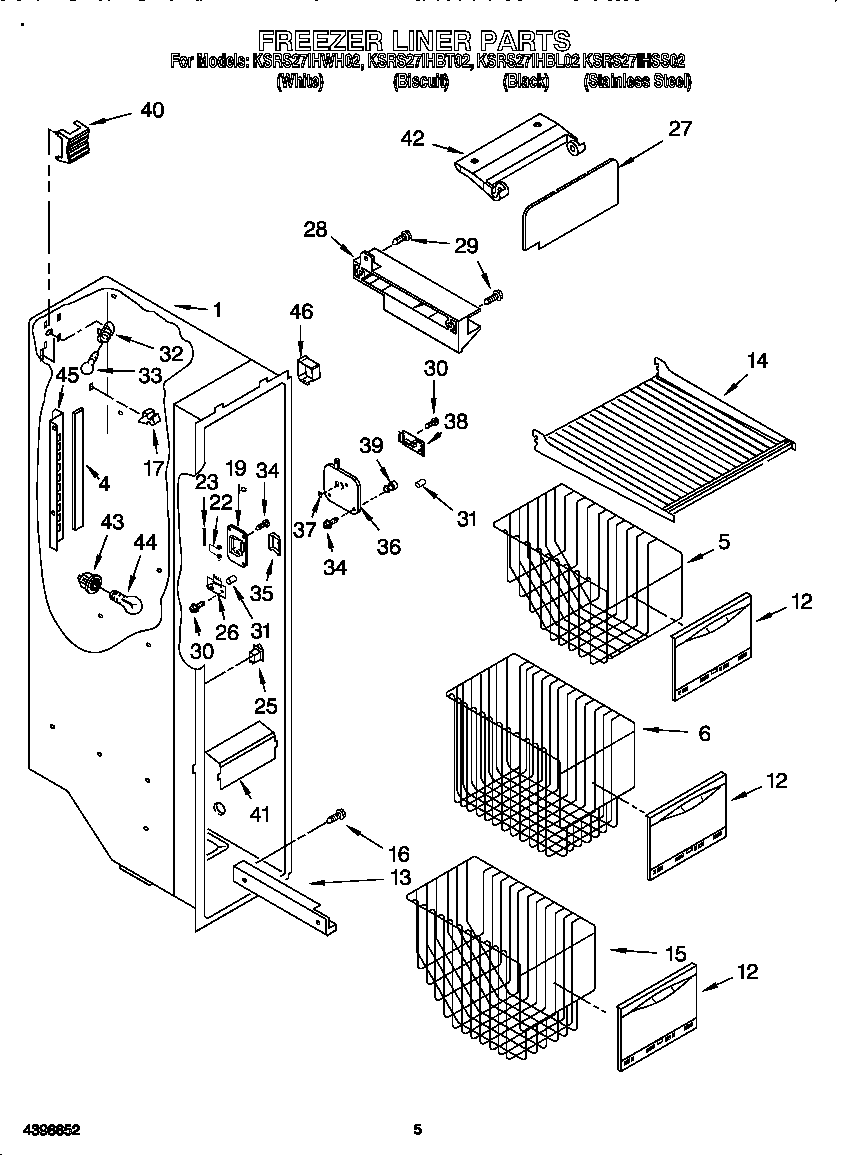 KitchenAid KSRS27IHSS02 freezer liner diagram