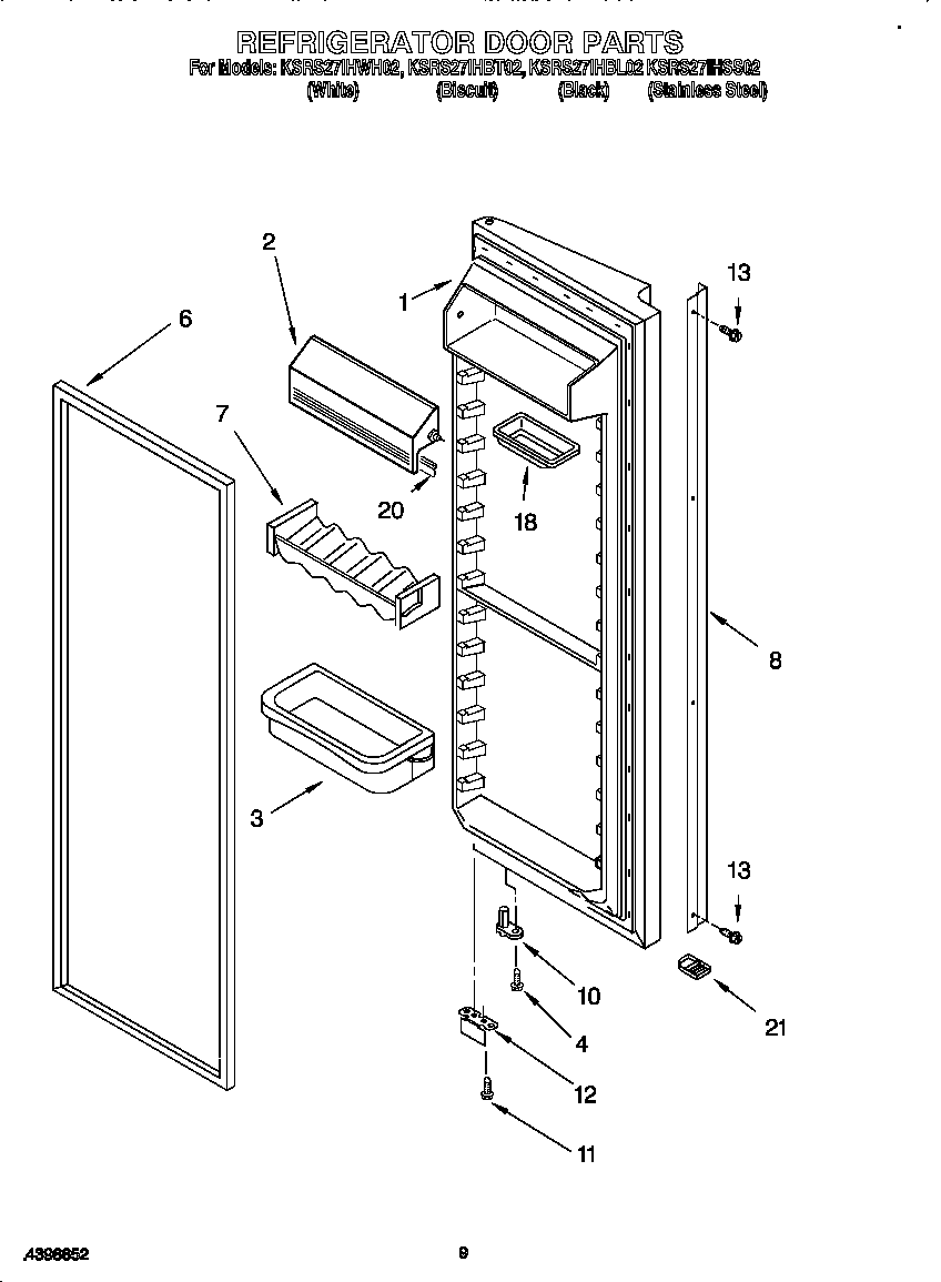 KitchenAid KSRS27IHSS02 refrigerator door diagram