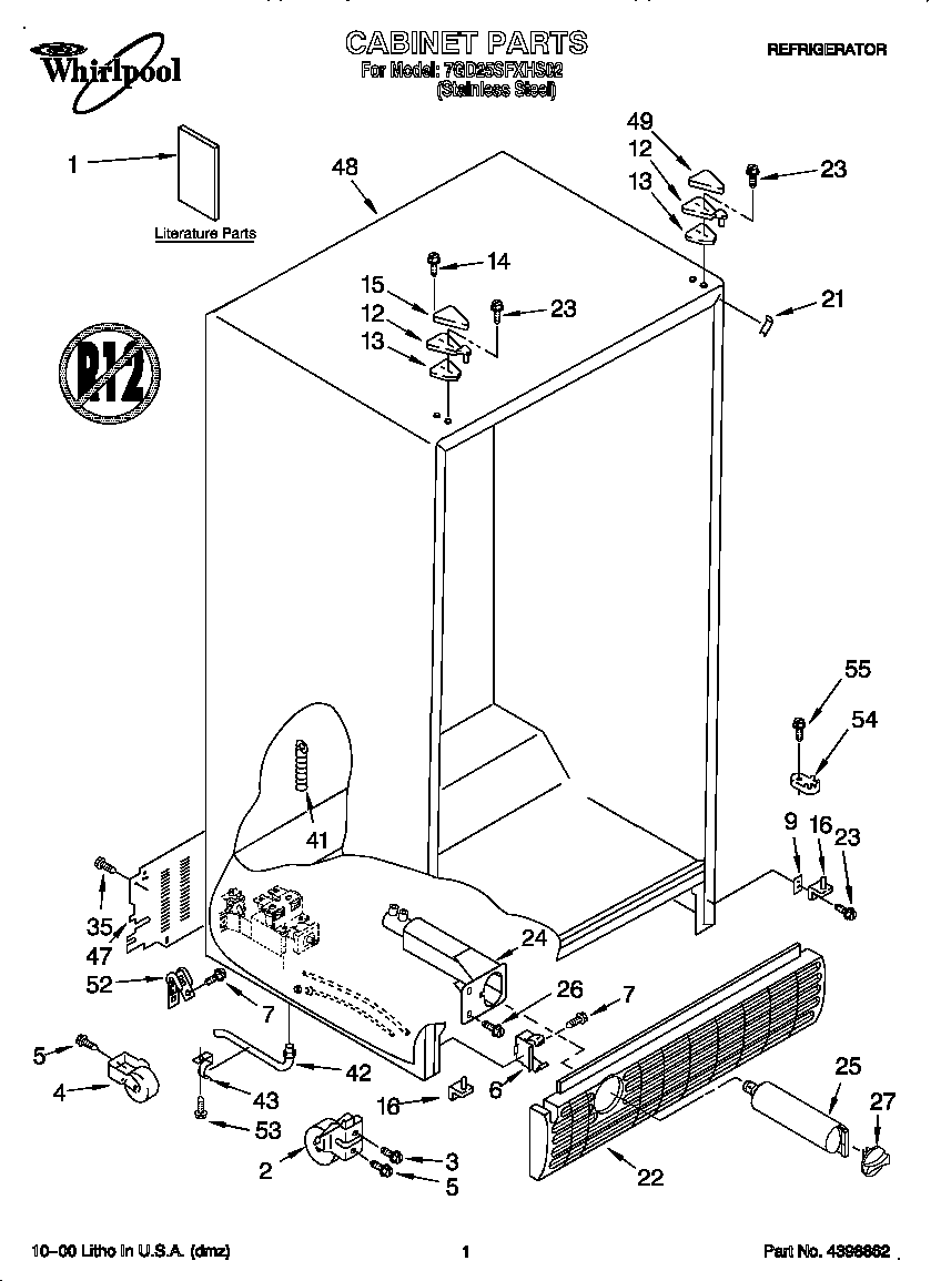 Whirlpool 7GD25SFXHS02 cabinet diagram