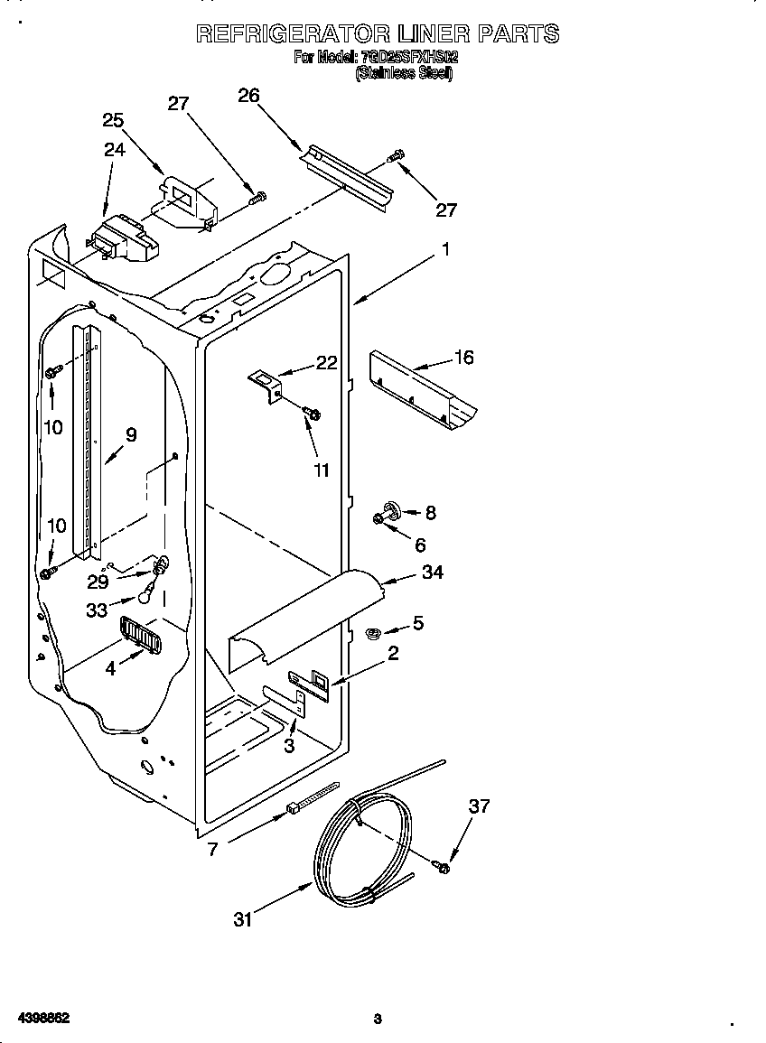 Whirlpool 7GD25SFXHS02 refrigerator liner diagram