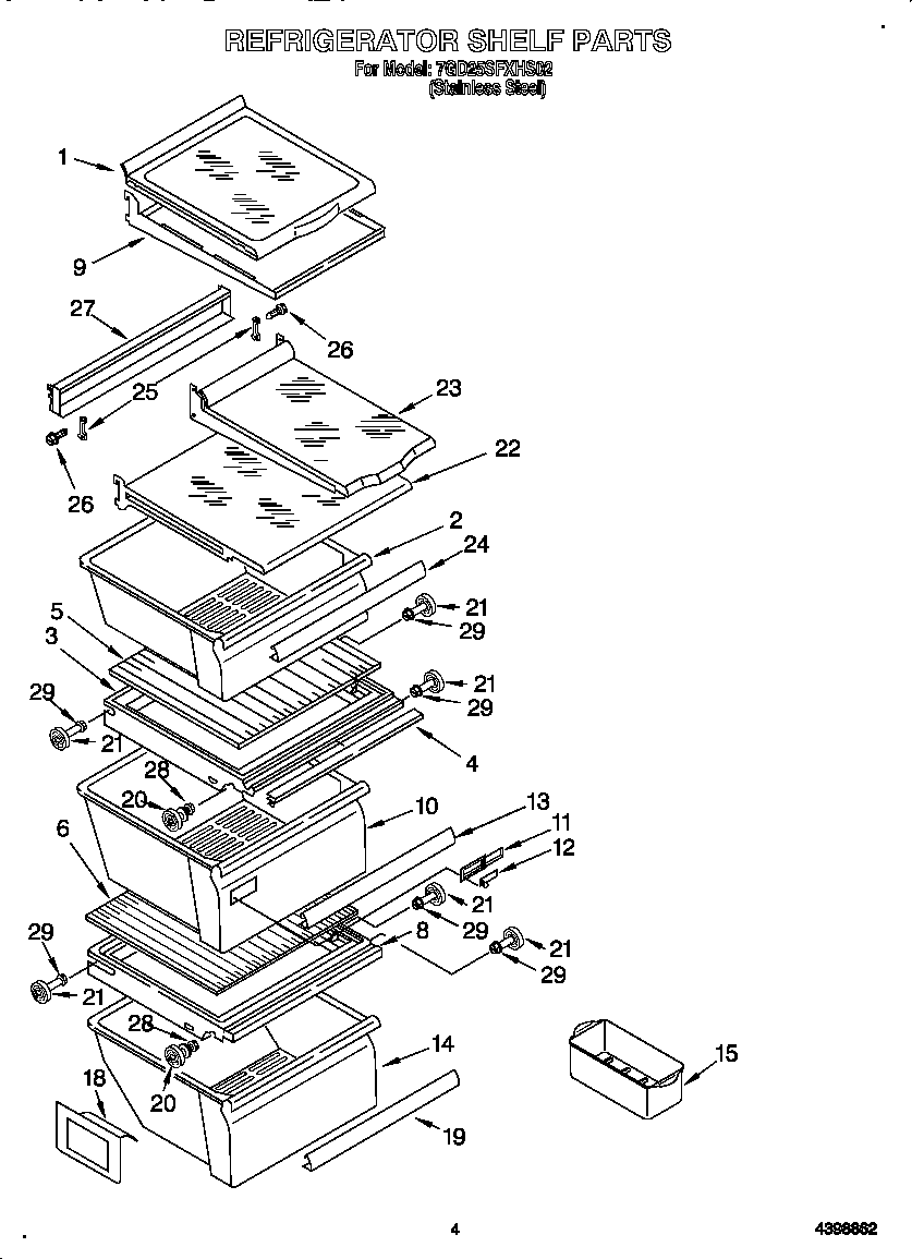 Whirlpool 7GD25SFXHS02 refrigerator shelf diagram