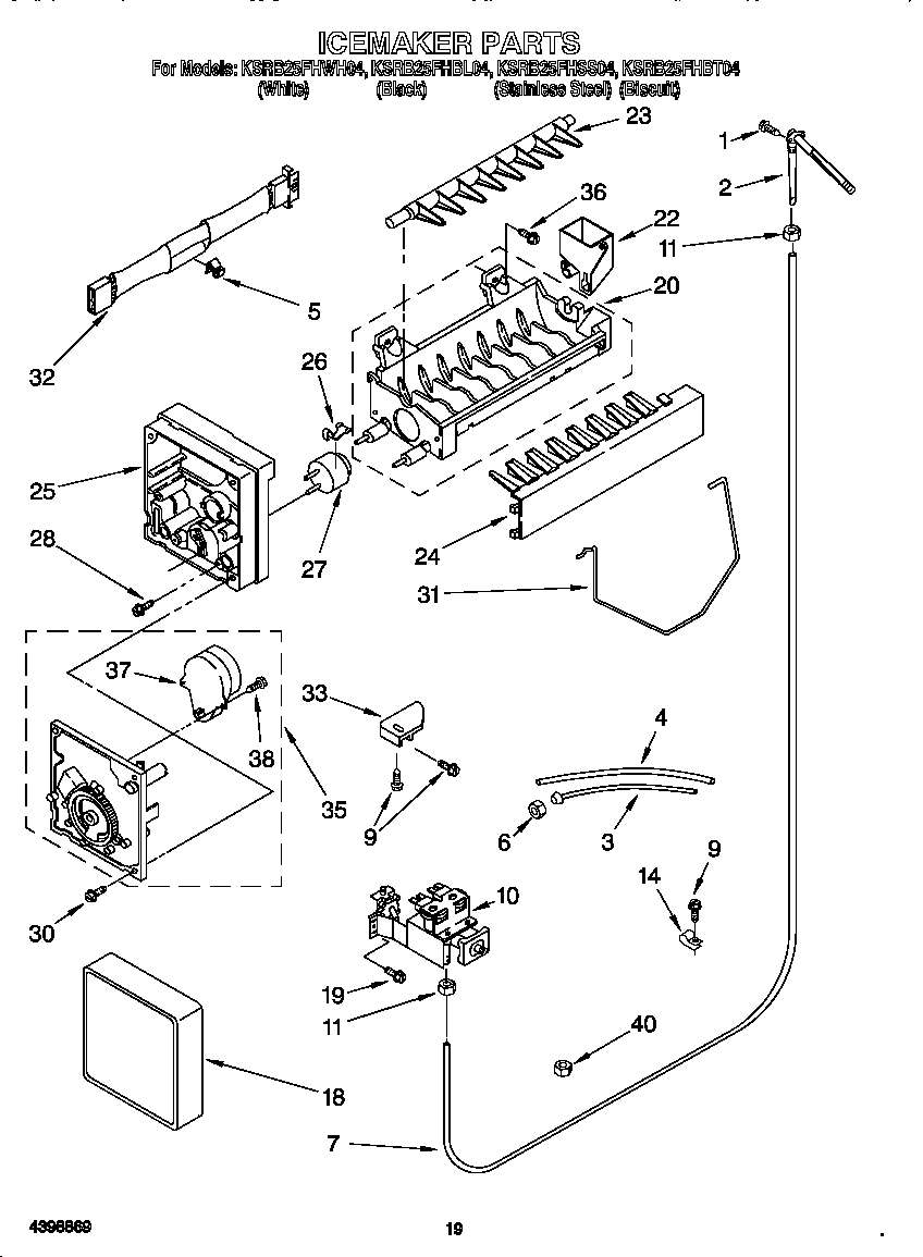 KitchenAid KSRB25FHSS04 icemaker diagram