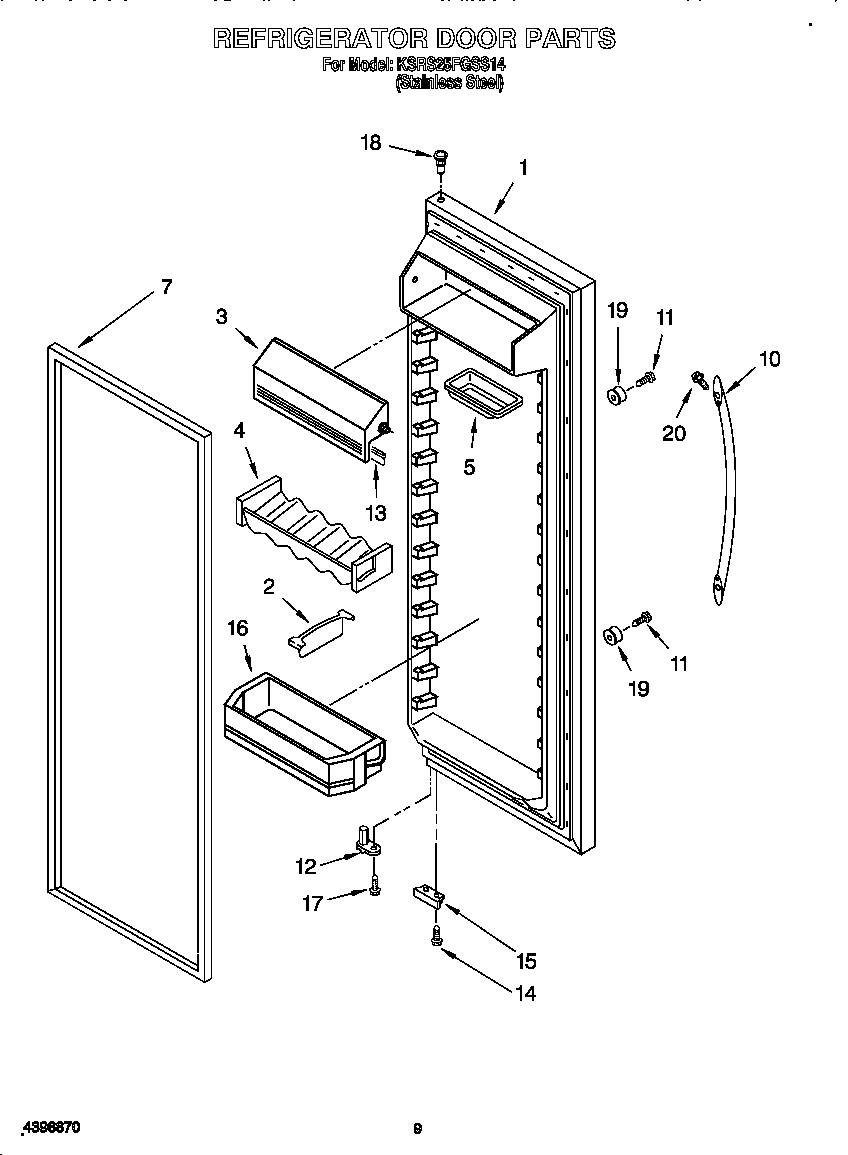 KitchenAid KSRS25FGSS14 refrigerator door diagram