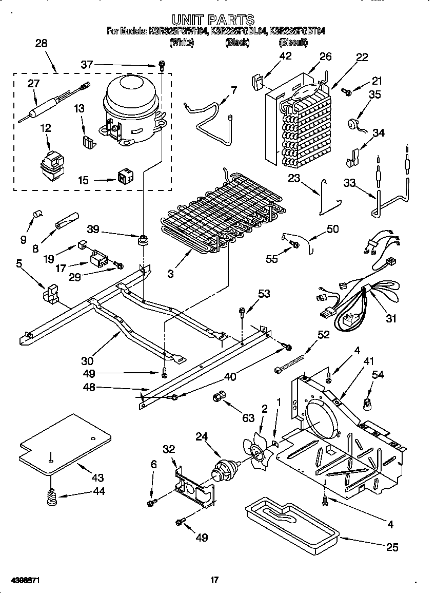 KitchenAid KSRS25FGBL04 unit diagram