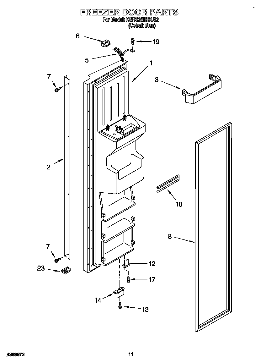 KitchenAid KSRS25IHBU02 freezer door diagram