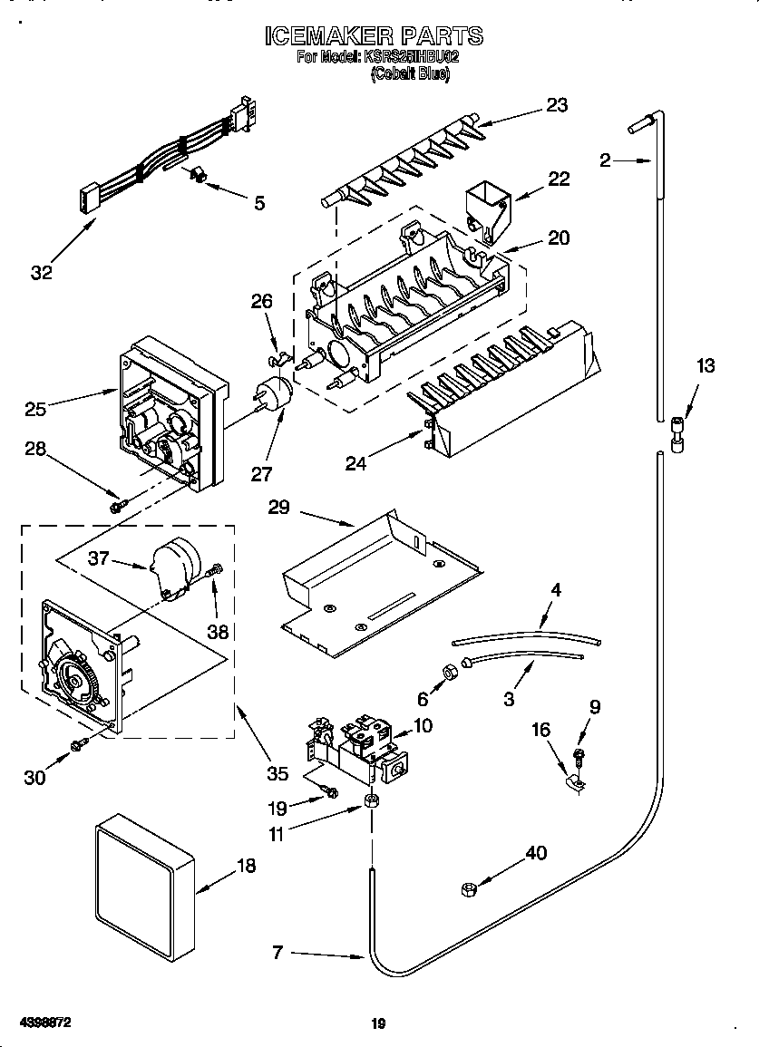KitchenAid KSRS25IHBU02 icemaker diagram