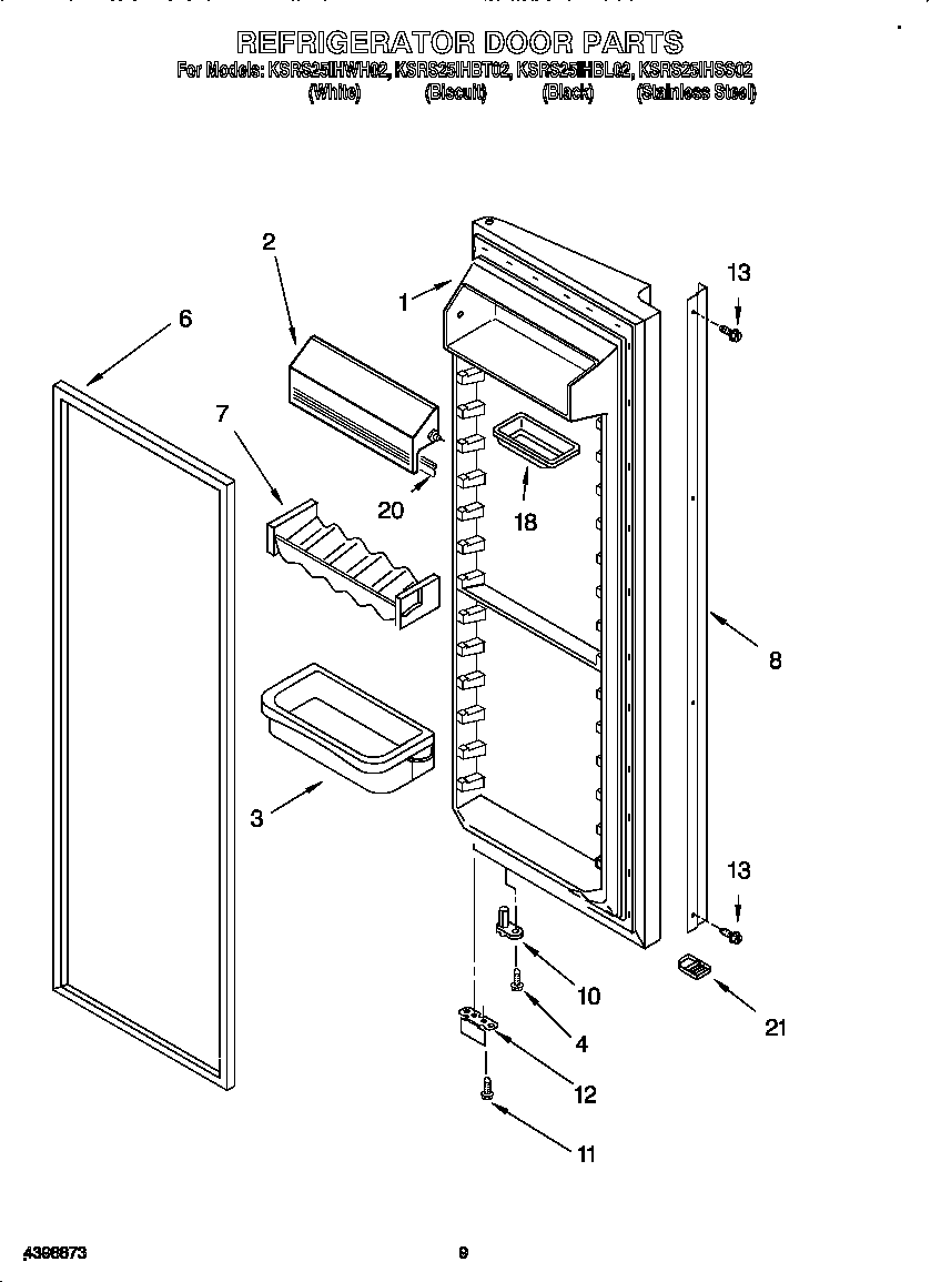 KitchenAid KSRS25IHBT02 refrigerator door diagram