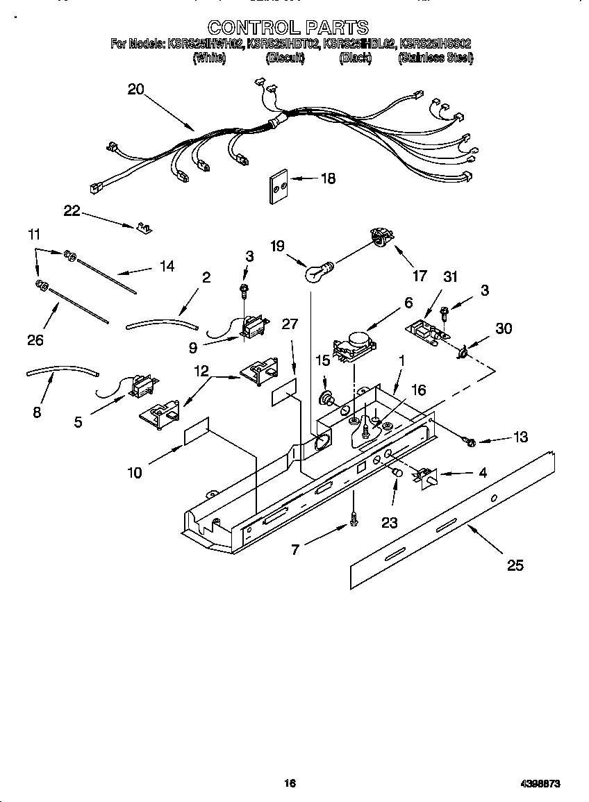 KitchenAid KSRS25IHBT02 control diagram