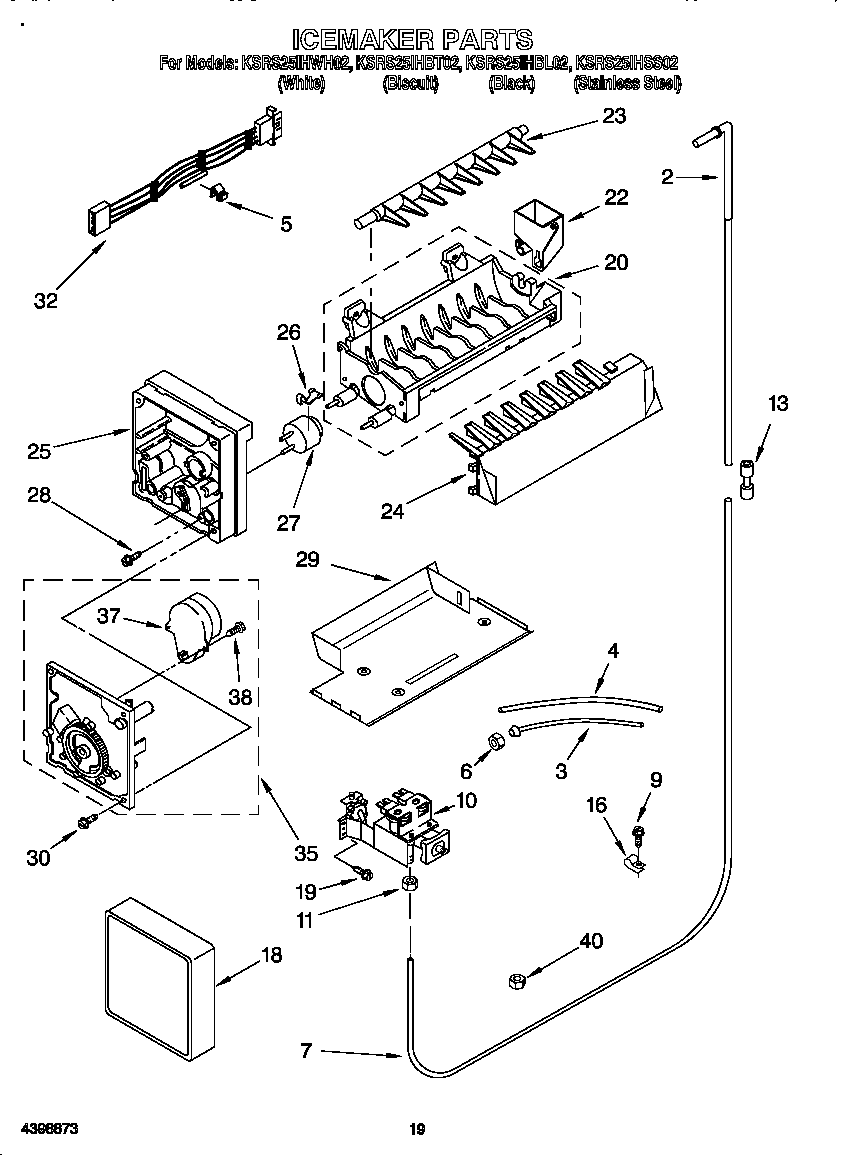 KitchenAid KSRS25IHBT02 icemaker diagram