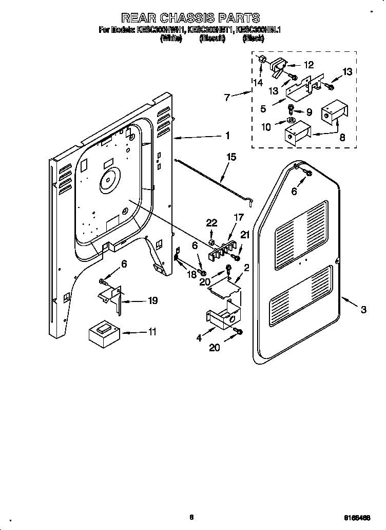 KitchenAid KESC300HWH1 rear chassis diagram