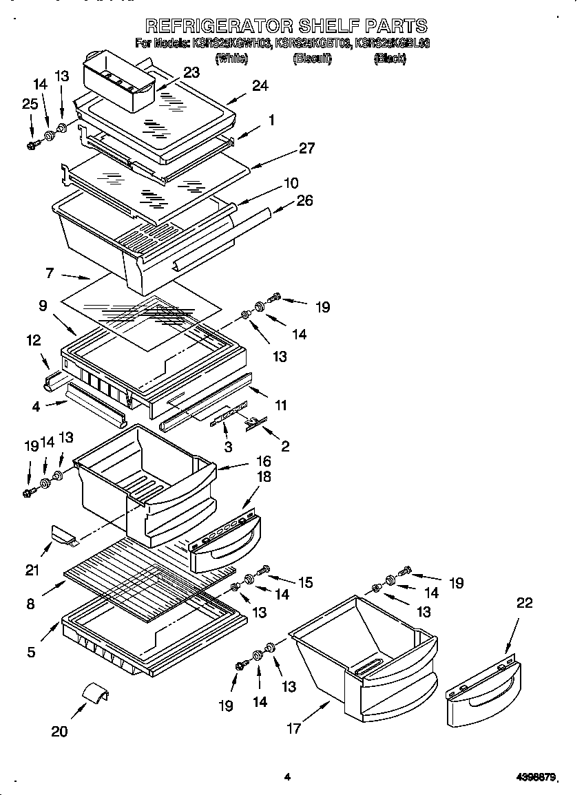 KitchenAid KSRS25KGBT03 refrigerator shelf diagram