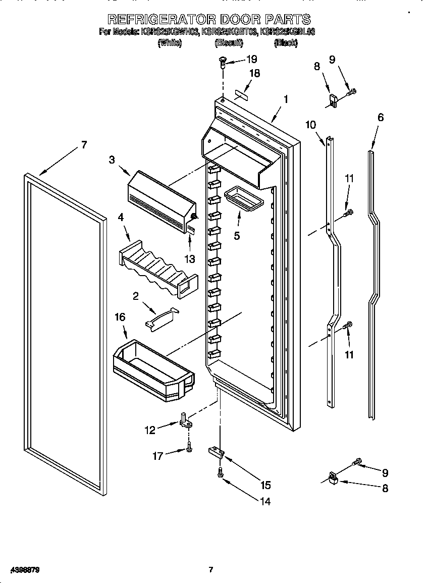 KitchenAid KSRS25KGBT03 refrigerator door diagram