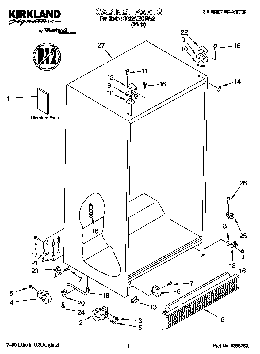 Whirlpool SS22AEXHW02 cabinet diagram