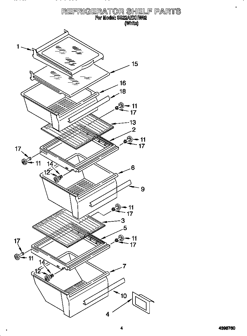 Whirlpool SS22AEXHW02 refrigerator shelf diagram
