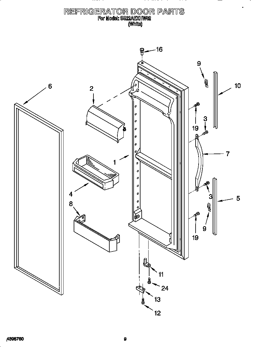 Whirlpool SS22AEXHW02 refrigerator door diagram