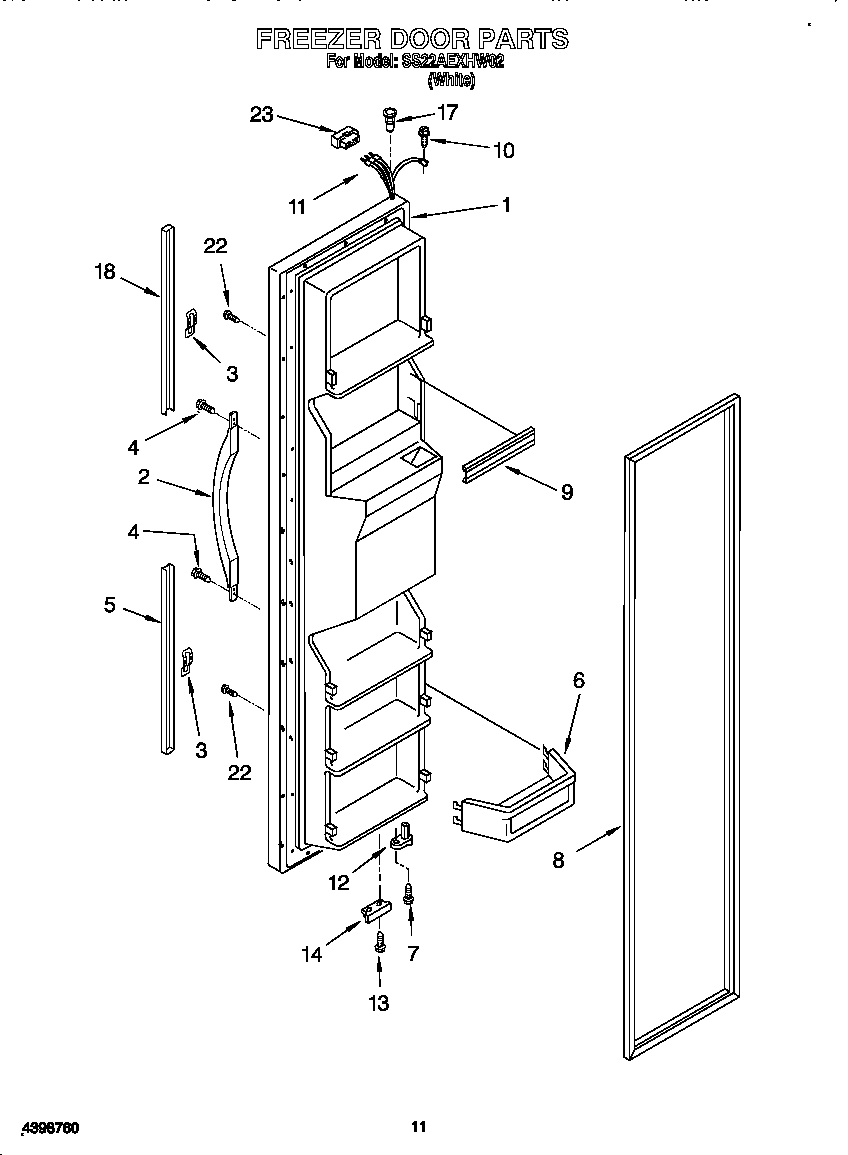 Whirlpool SS22AEXHW02 freezer door diagram