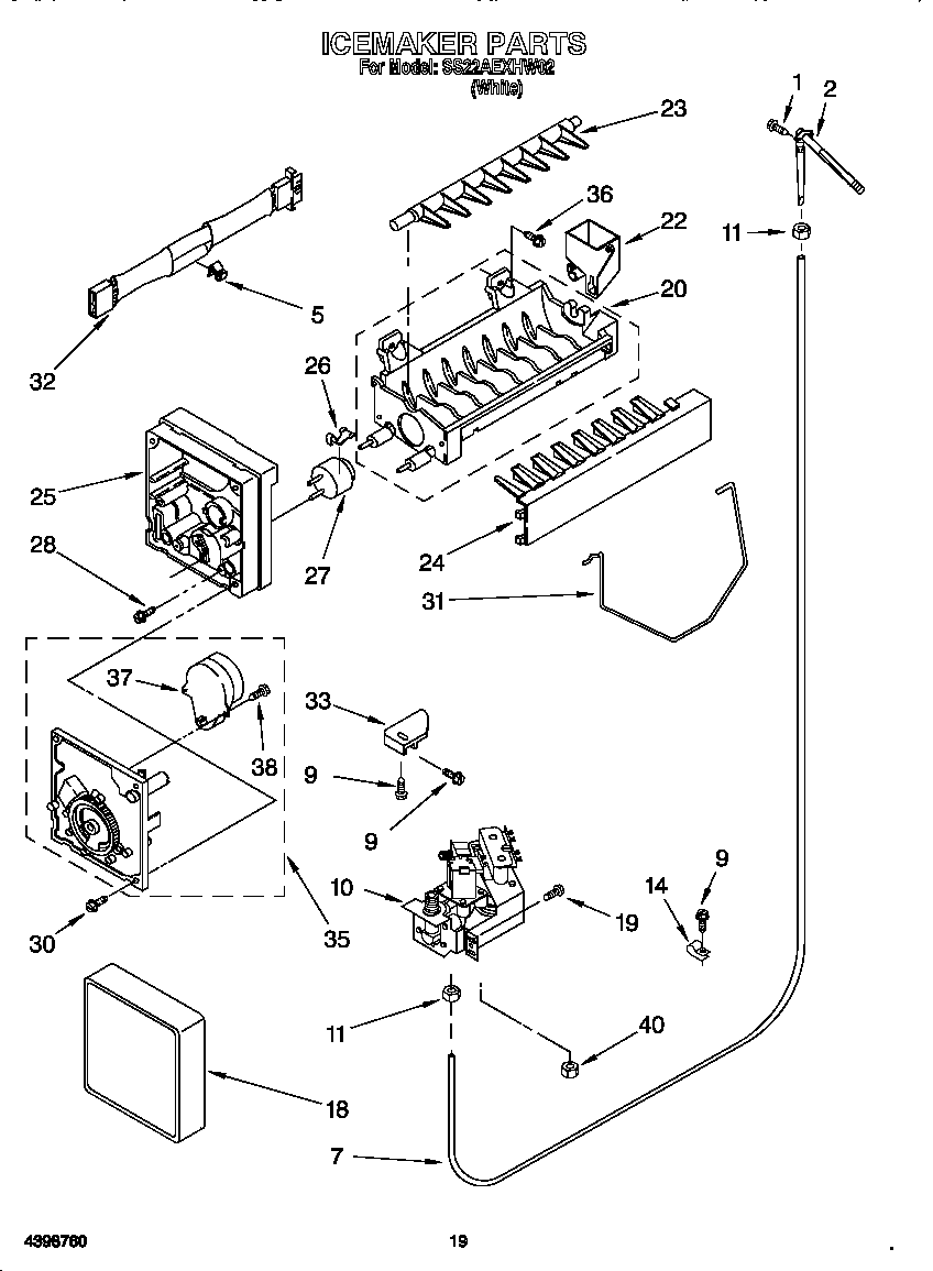 Whirlpool SS22AEXHW02 ice maker diagram