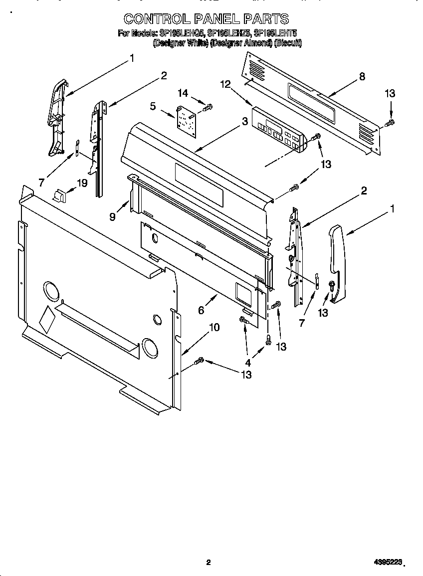 Whirlpool SF195LEHQ5 control panel diagram
