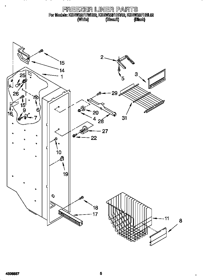 KitchenAid KSRW22FHBL02 freezer liner diagram