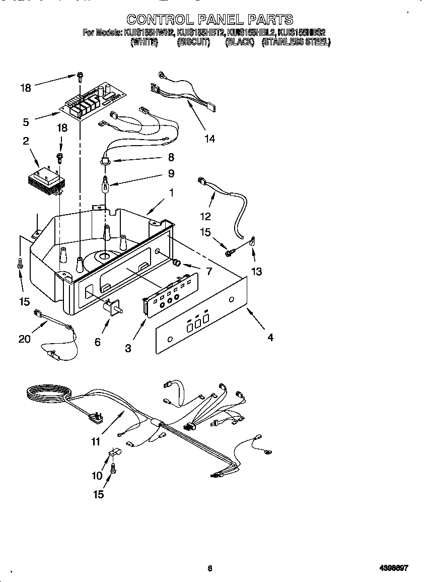 KitchenAid KUIS155HBL2 control panel diagram