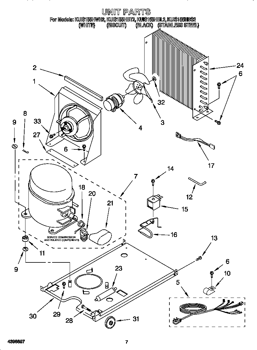 KitchenAid KUIS155HBL2 unit diagram