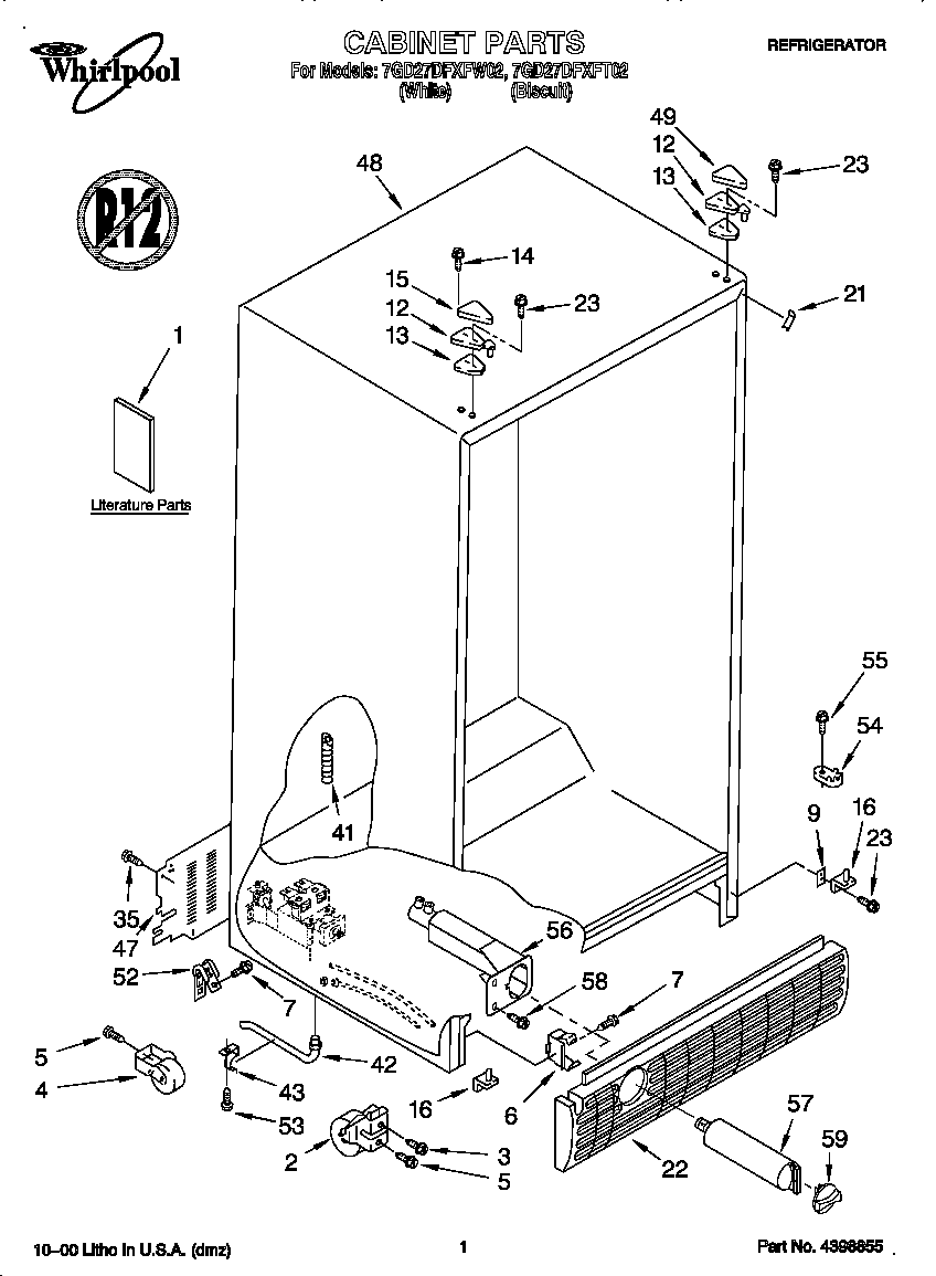 Whirlpool 7GD27DFXFT02 cabinet diagram