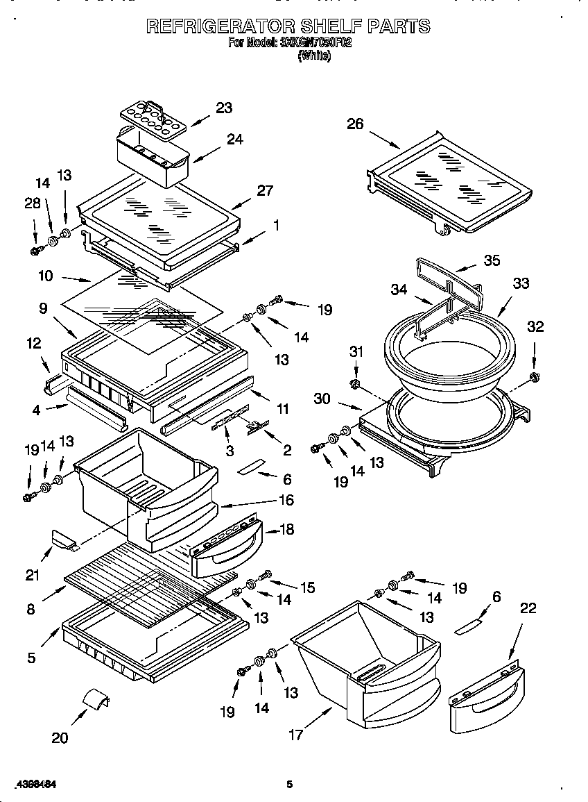Bauknecht 3XKGN7050F02 refrigerator shelf diagram