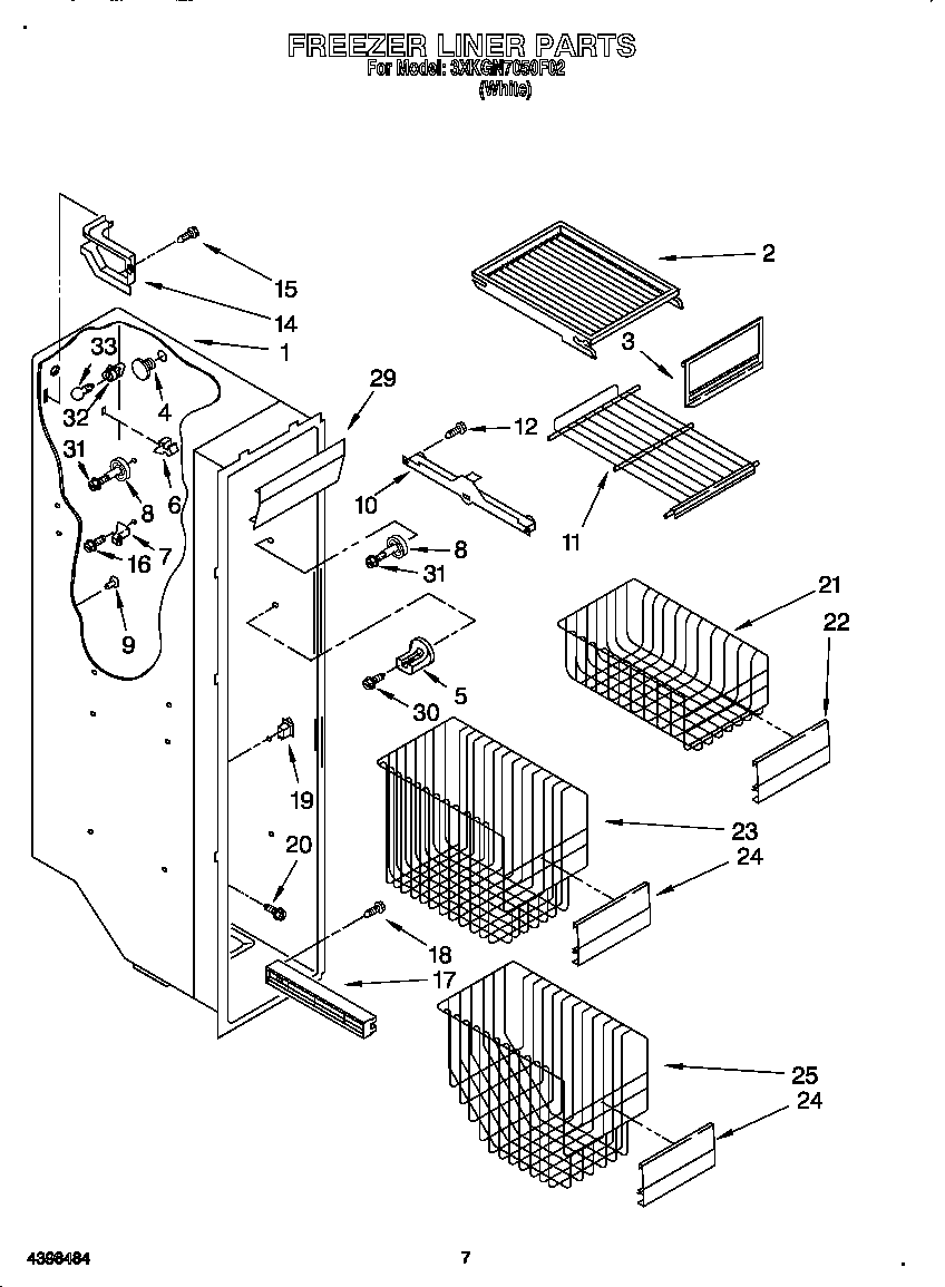 Bauknecht 3XKGN7050F02 freezer liner diagram