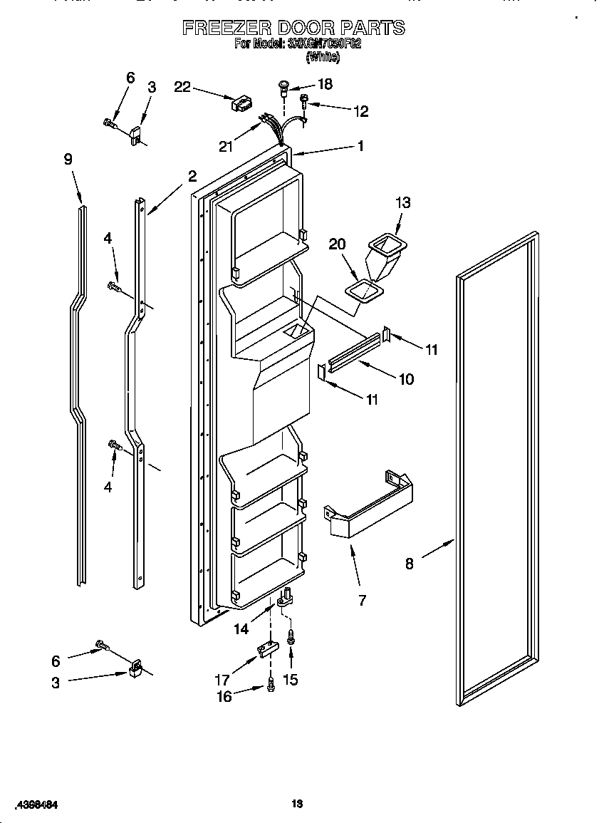 Bauknecht 3XKGN7050F02 freezer door diagram