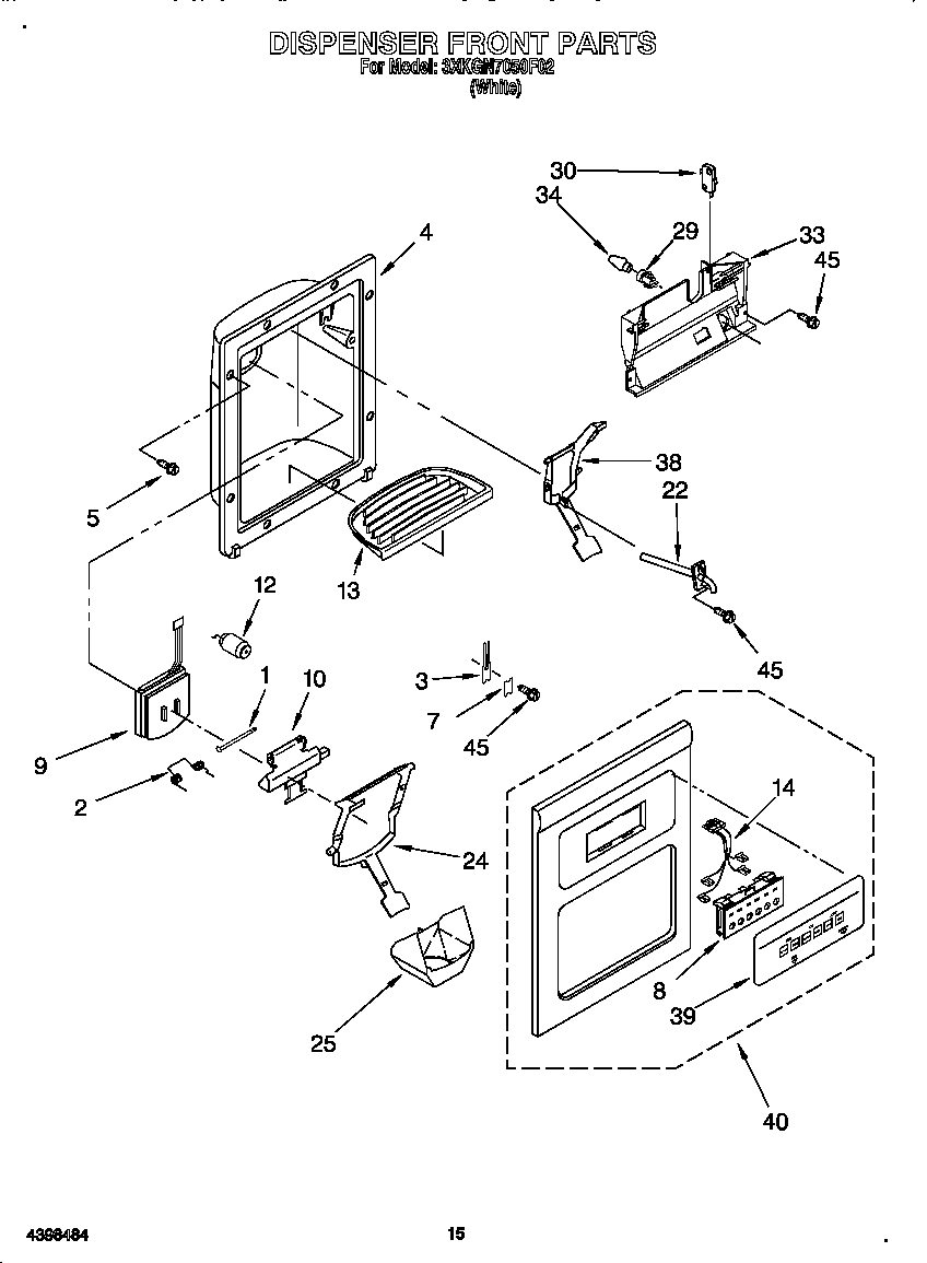 Bauknecht 3XKGN7050F02 dispenser front diagram