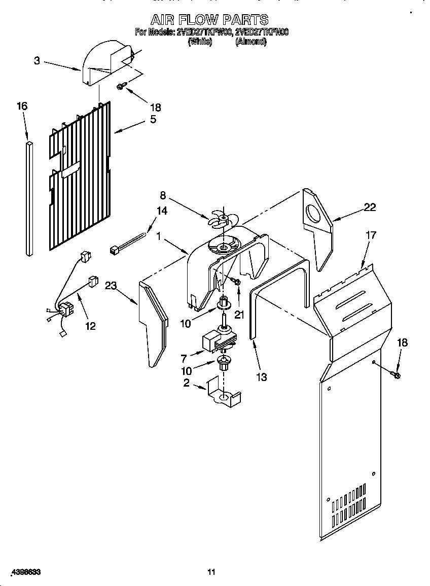 Whirlpool 2VED27TKFW00 air flow diagram