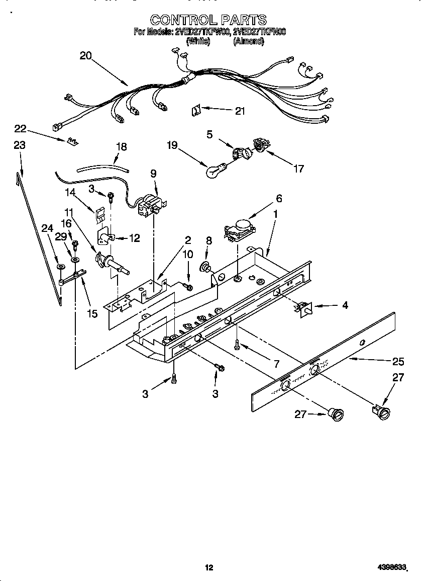 Whirlpool 2VED27TKFW00 control diagram