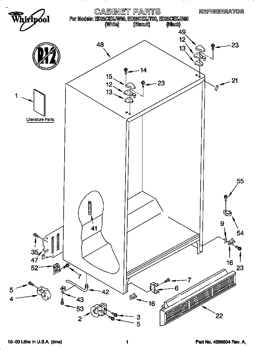 Whirlpool ED25CEXJW00 cabinet diagram