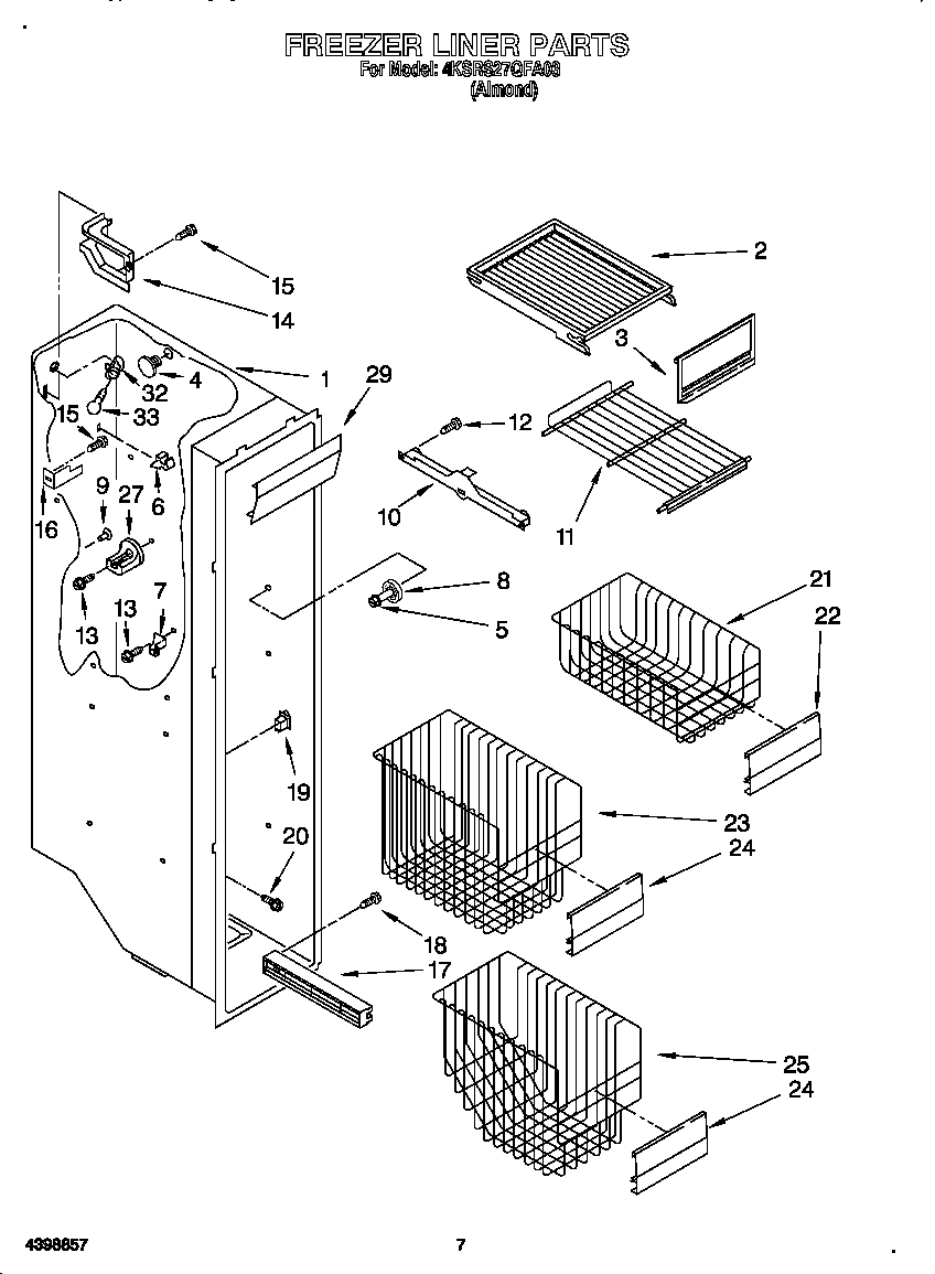 KitchenAid 4KSRS27QFA03 freezer liner diagram