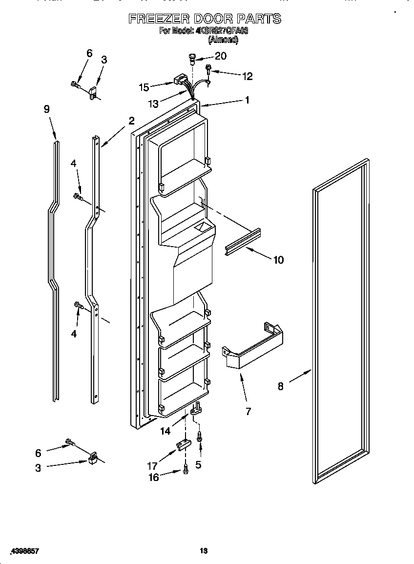 KitchenAid 4KSRS27QFA03 freezer door diagram