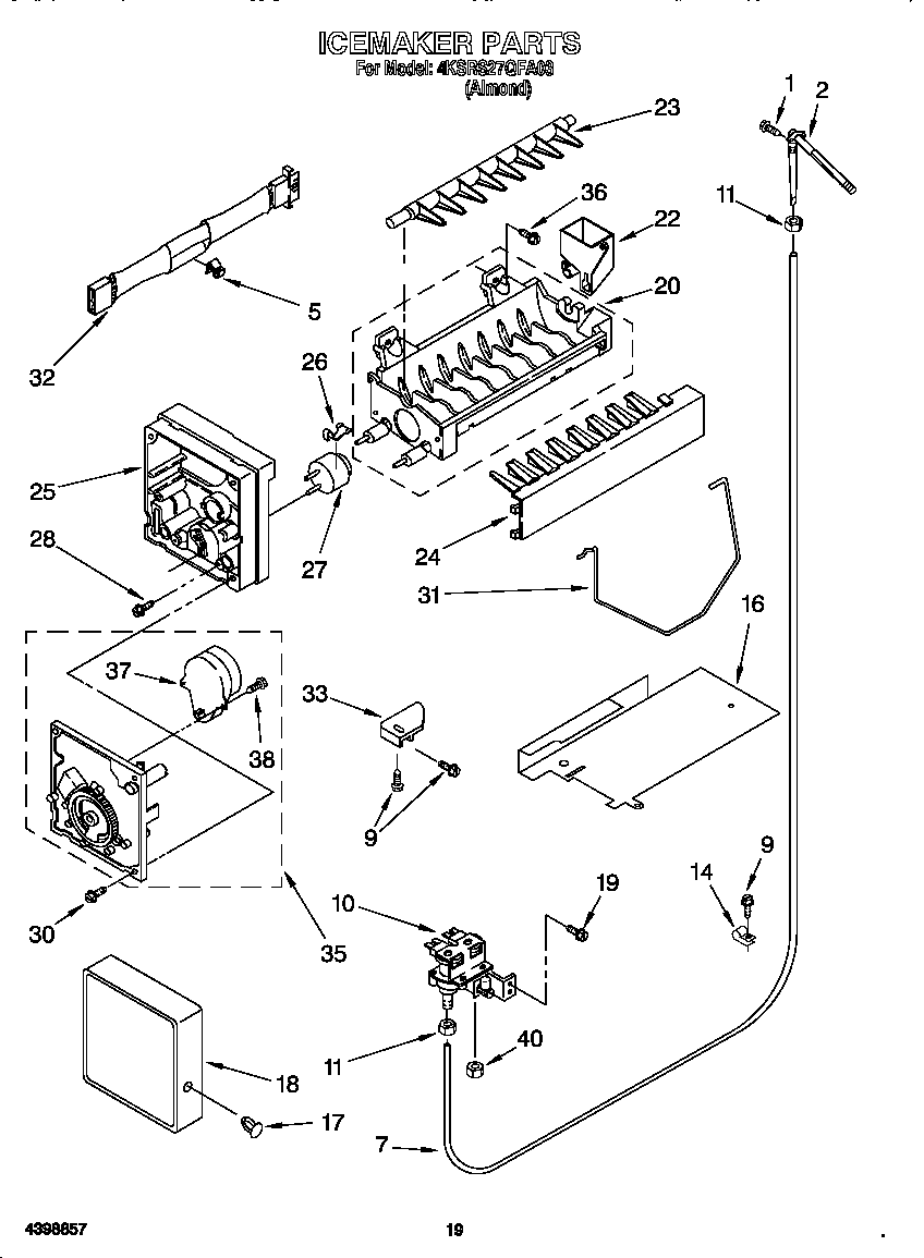 KitchenAid 4KSRS27QFA03 ice maker diagram