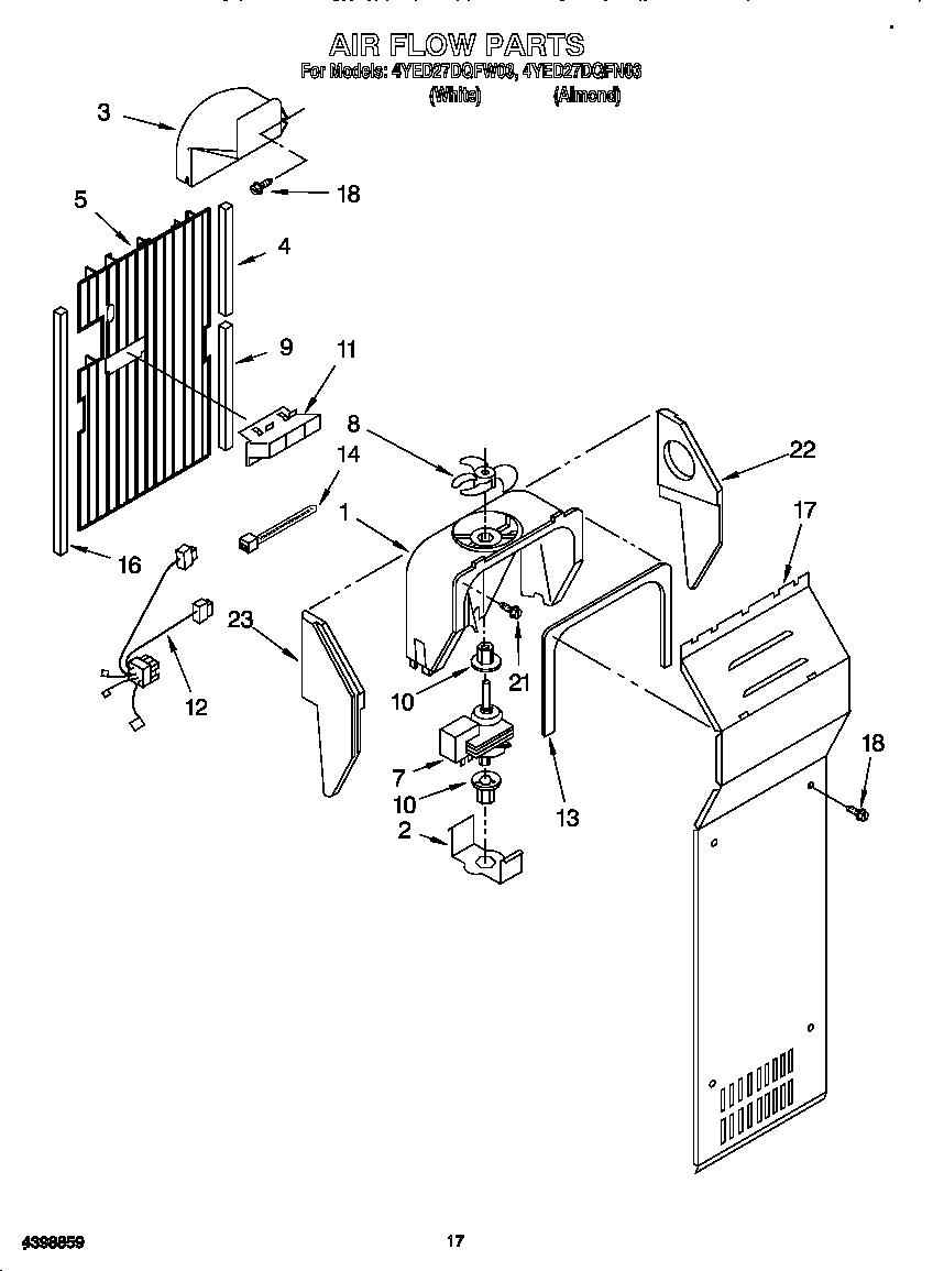 Whirlpool 4YED27DQFW03 air flow diagram