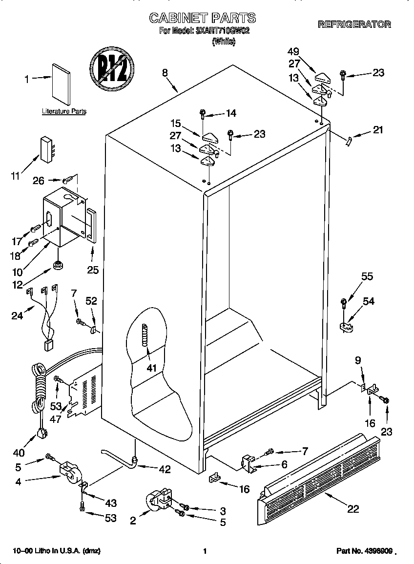 Whirlpool 3XART710GW02 cabinet diagram