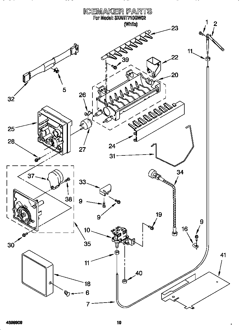 Whirlpool 3XART710GW02 ice maker diagram