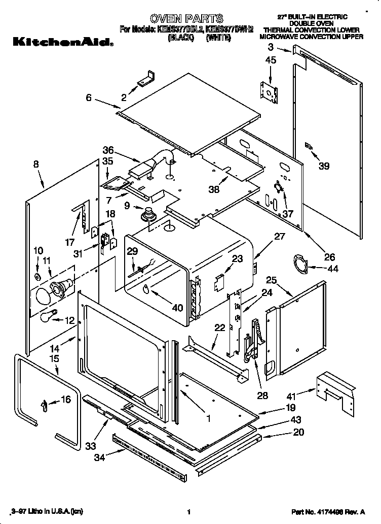 KitchenAid KEMS377BBL2 oven diagram