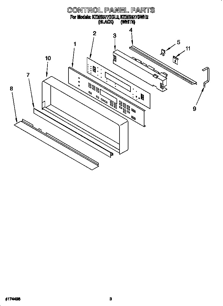 KitchenAid KEMS377BBL2 control panel diagram