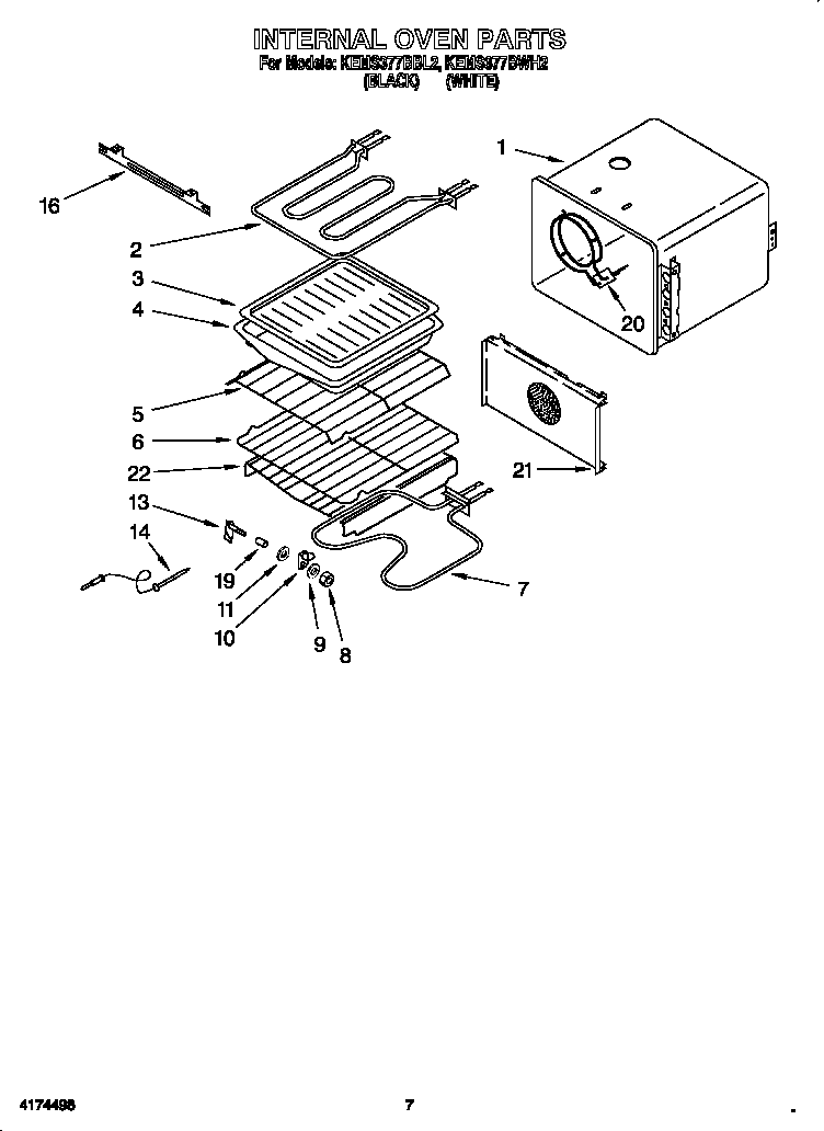 KitchenAid KEMS377BBL2 internal oven diagram
