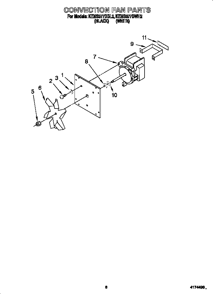 KitchenAid KEMS377BBL2 convection fan diagram