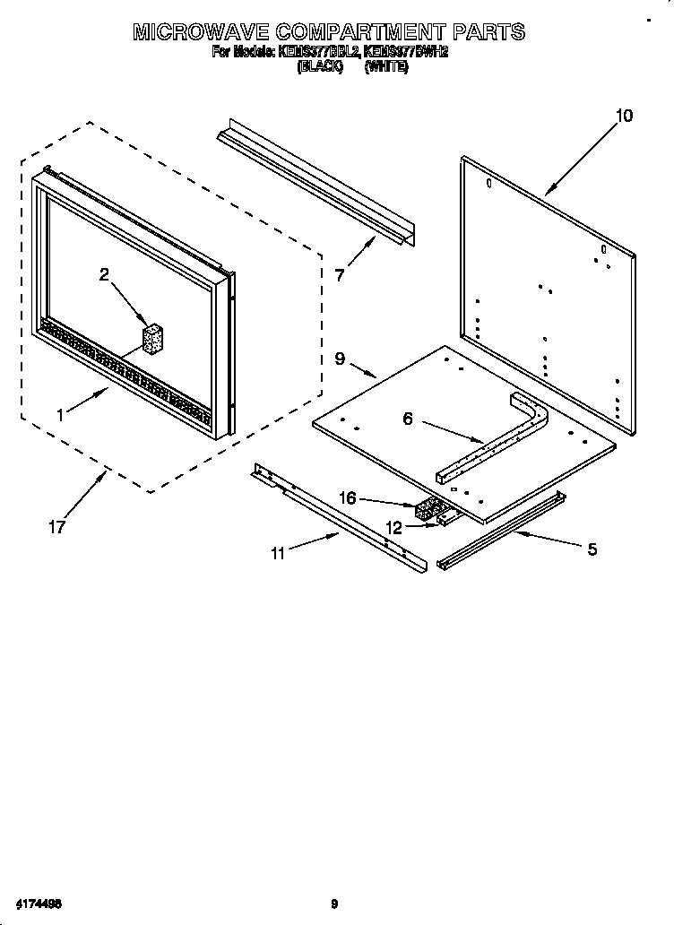 KitchenAid KEMS377BBL2 microwave compartment diagram