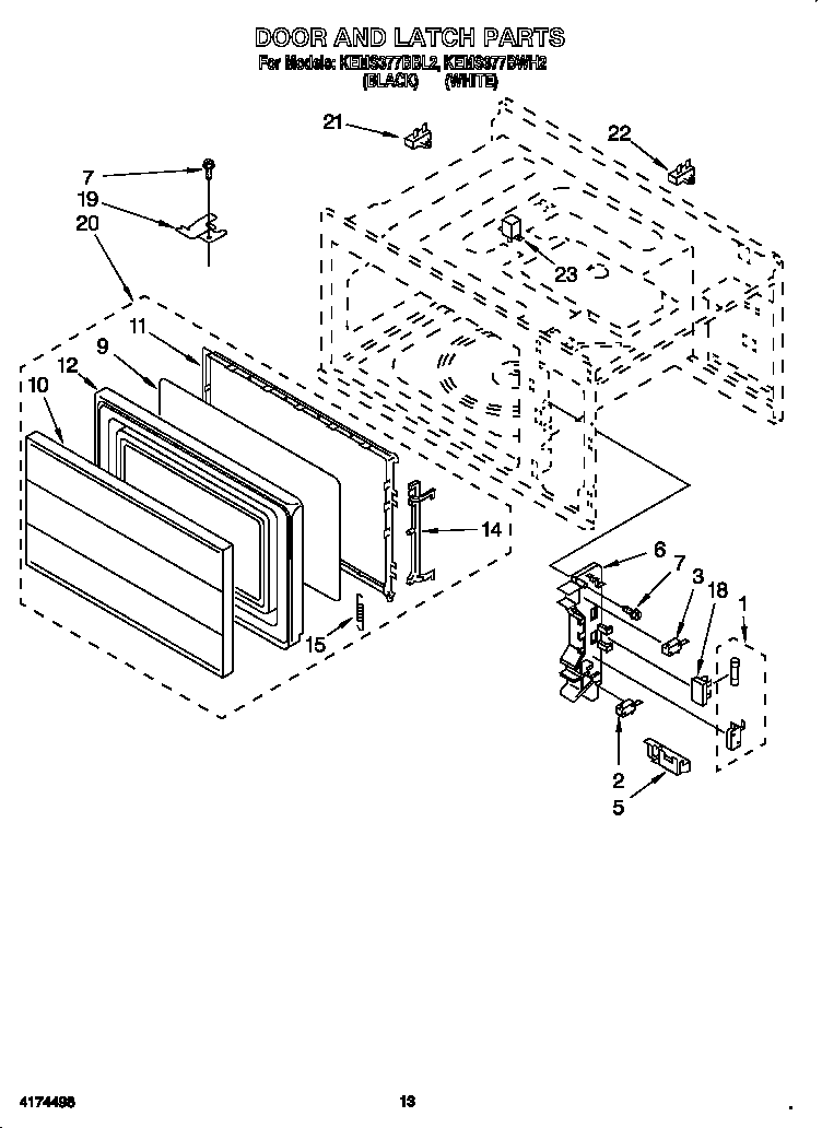 KitchenAid KEMS377BBL2 door and latch diagram