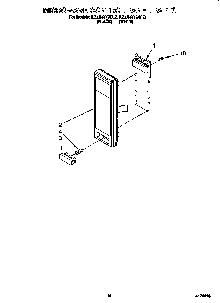 KitchenAid KEMS377BBL2 microwave control panel diagram
