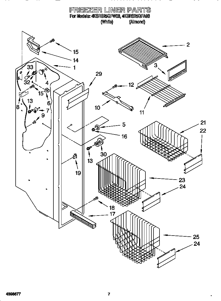 KitchenAid 4KSRS25QFA03 freezer liner diagram