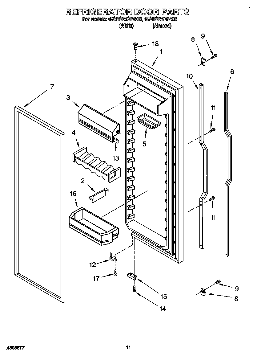 KitchenAid 4KSRS25QFA03 refrigerator door diagram